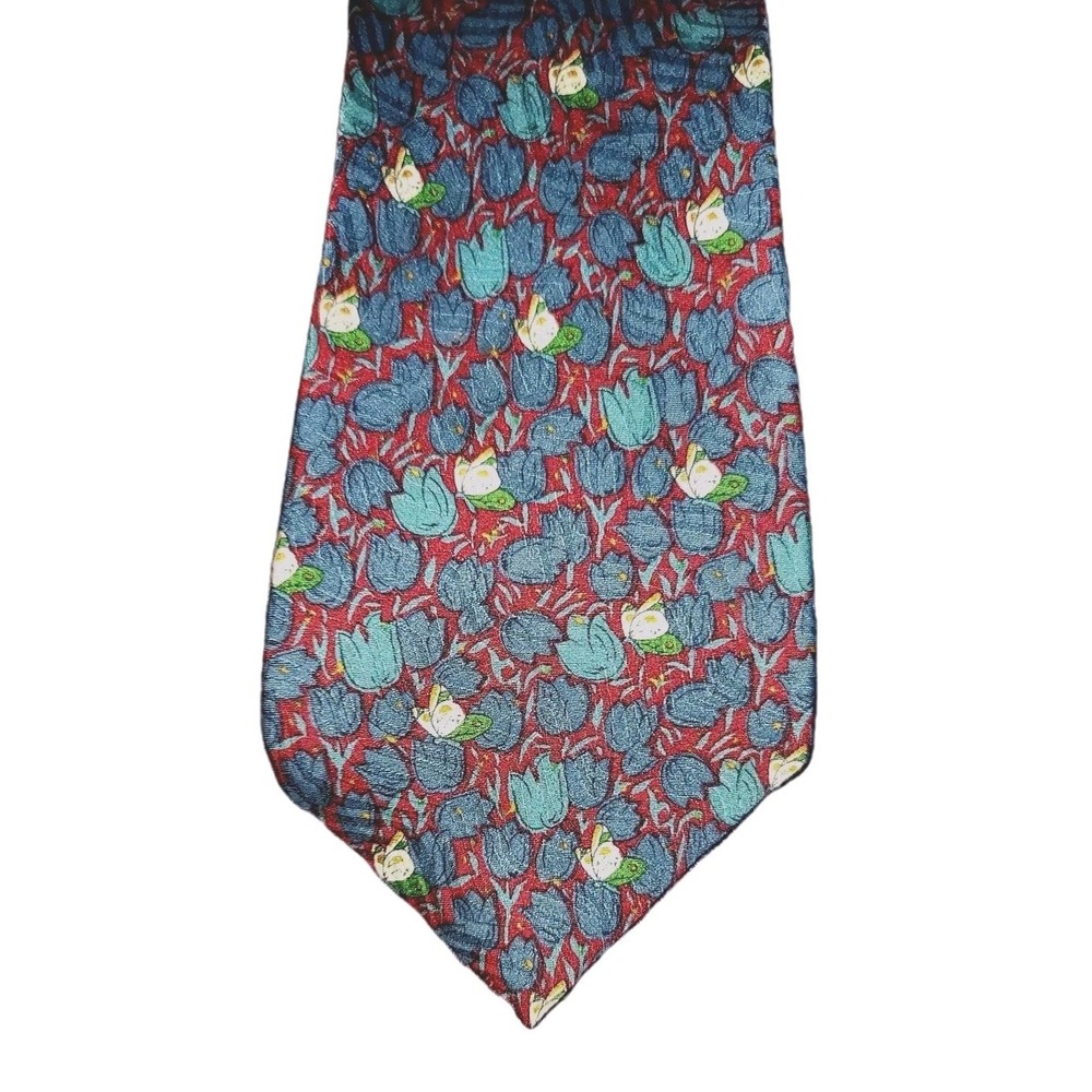 Fumagalli's Blue  Red Green 100% Silk Men's Neck Tie Made In Spain Ed Mitchell